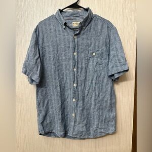 Original Waterproof Vintage Shirt Mens L Washable Linen Button Down Short Sleeve